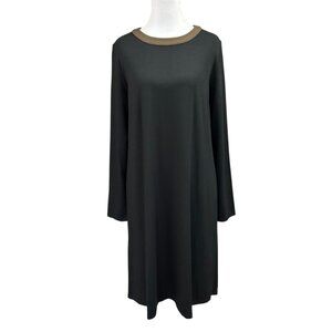 J. Jill Wearever Collection Minimalist Shift Dress Size M Black Pleat Back